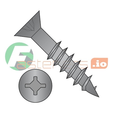 Newport Fasteners Wood Screw, #8, 2-1/2 in, Black Oxide Steel Flat Head Phillips Drive, 2200 PK 102392